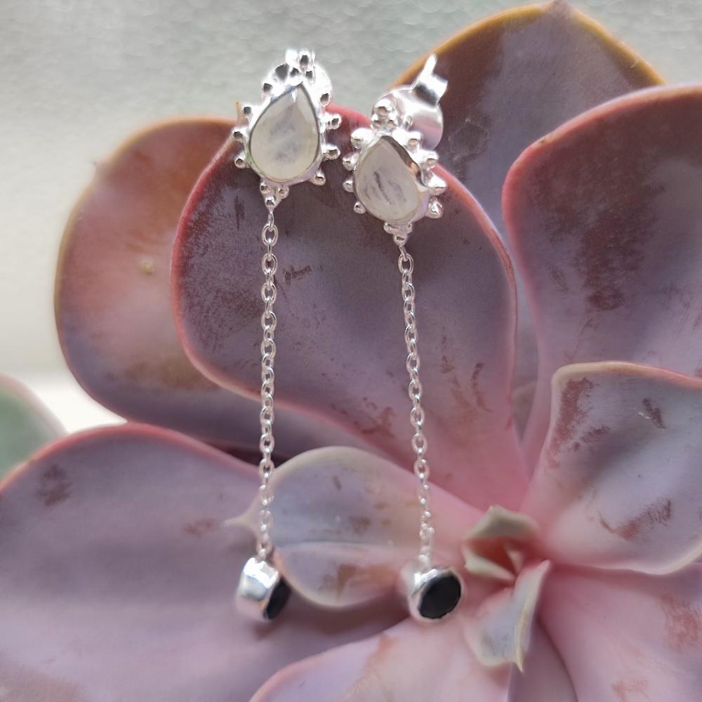 ORECCHINI pendenti in argento con pietra - GUALI
