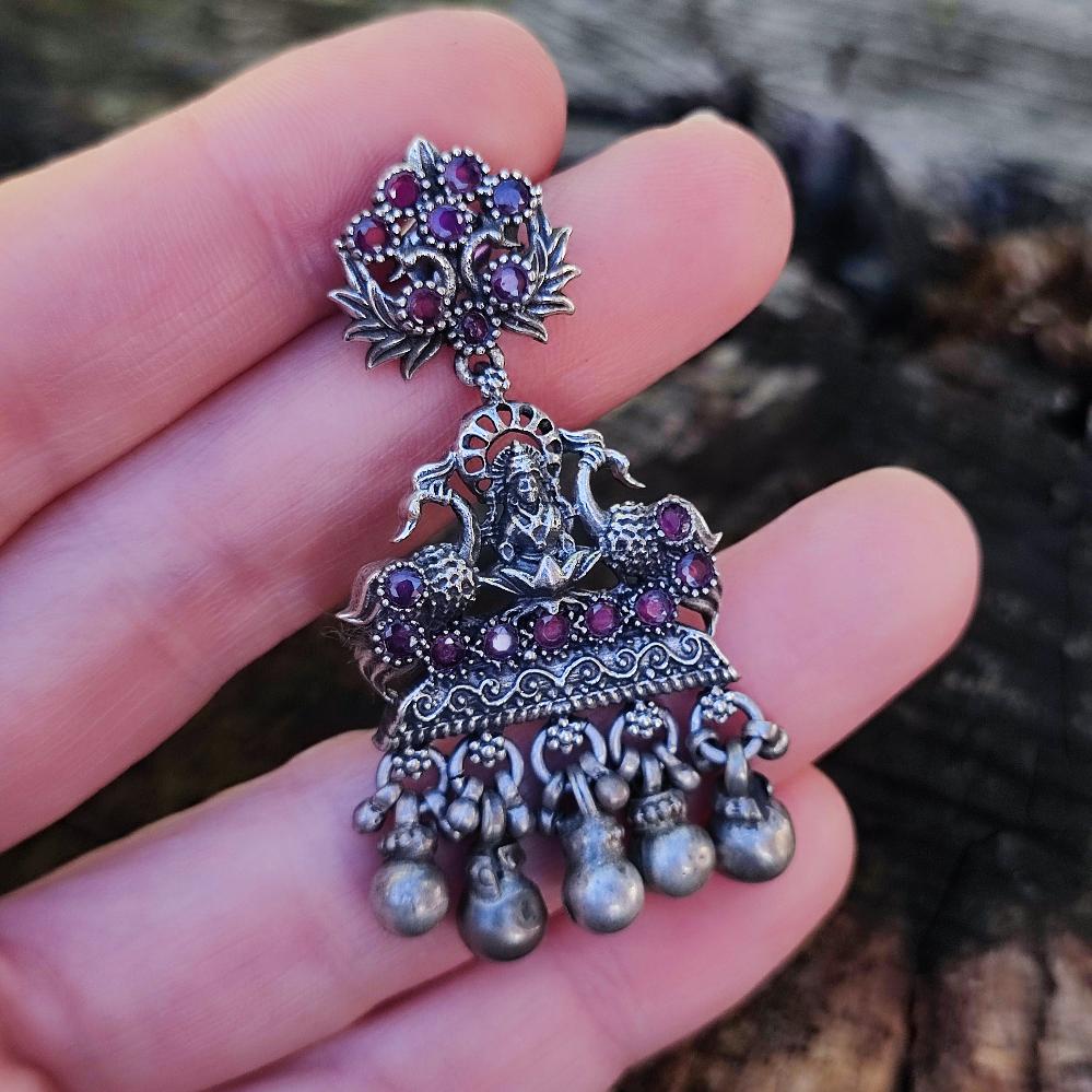 Orecchini etnici in argento 925 pietra - KALHAN