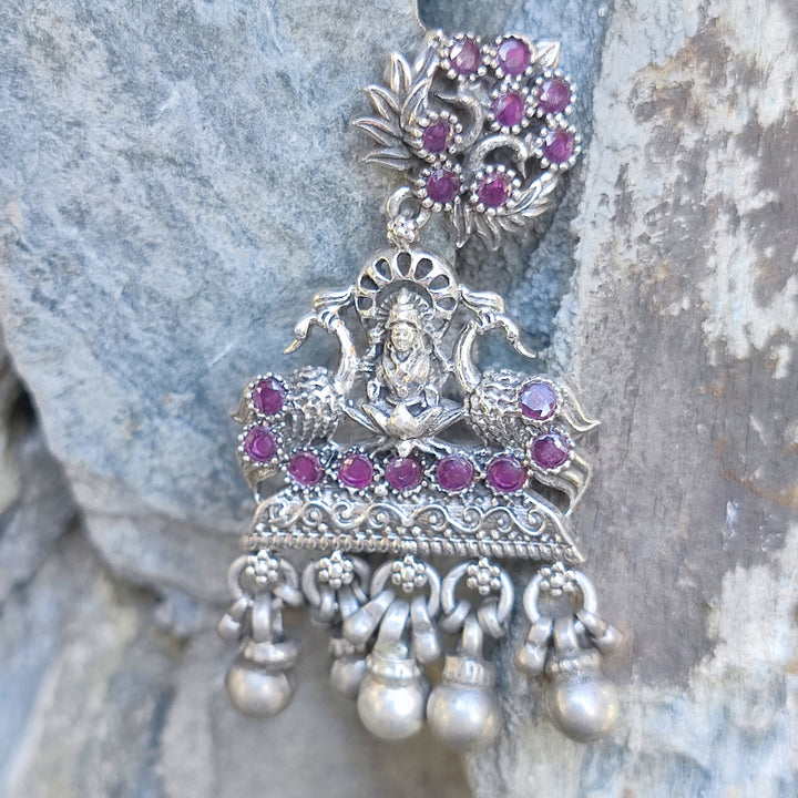 Orecchini etnici in argento 925 pietra - KALHAN