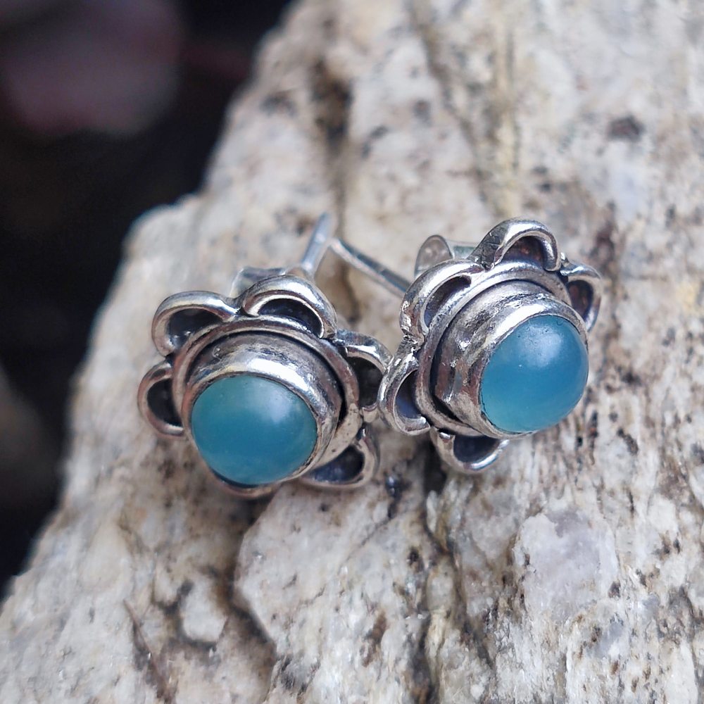 ORECCHINI etnici con pietra in argento 925 - KHEDA