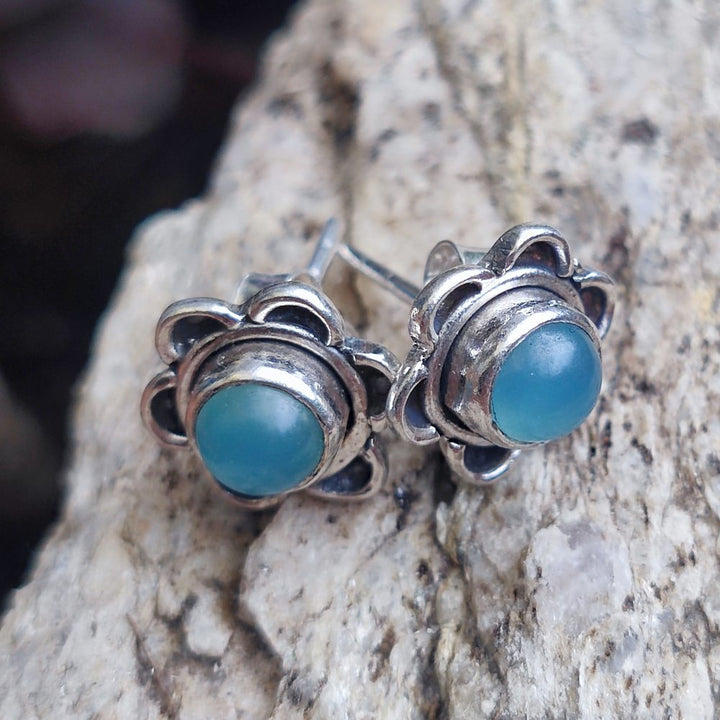 ORECCHINI etnici con pietra in argento 925 - KHEDA