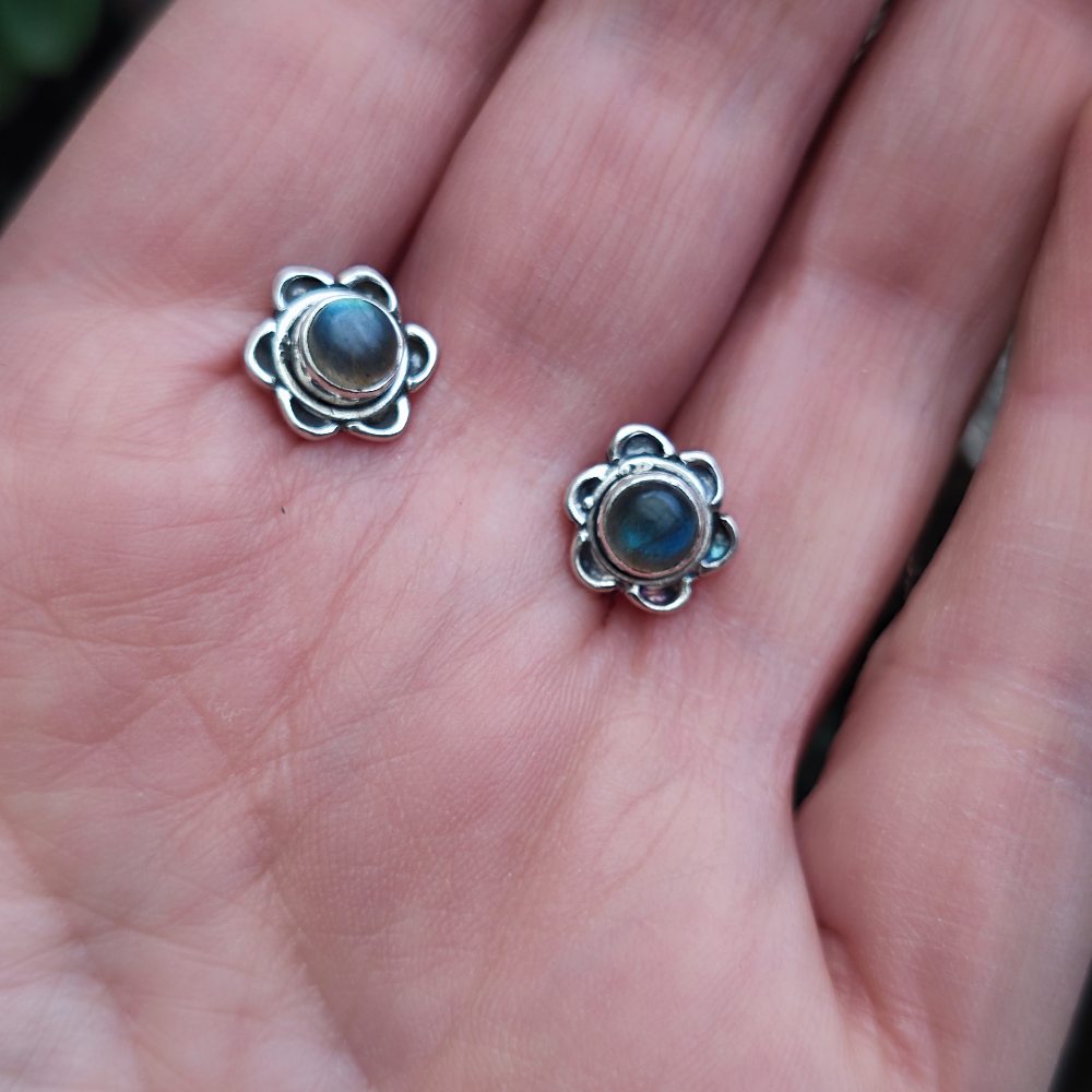 ORECCHINI etnici con pietra in argento 925 - KHEDA