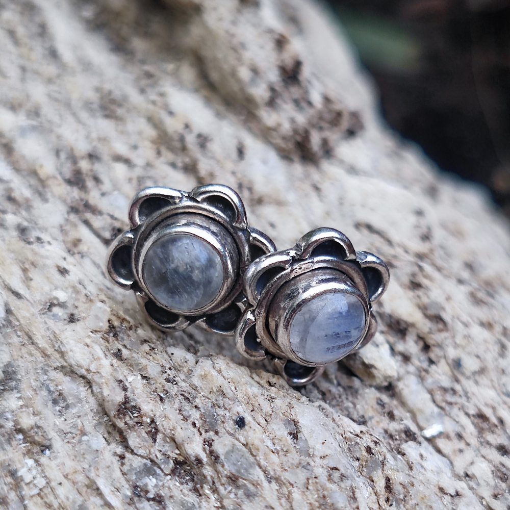 ORECCHINI etnici con pietra in argento 925 - KHEDA