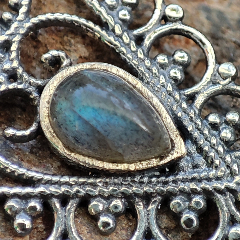 Orecchini etnici in argento 925 pietra - LAKHI