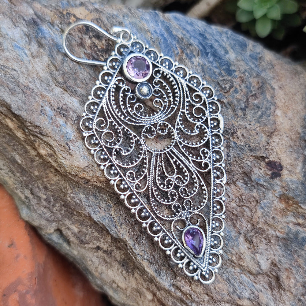 Orecchini etnici in argento 925 pietra - LAKHI