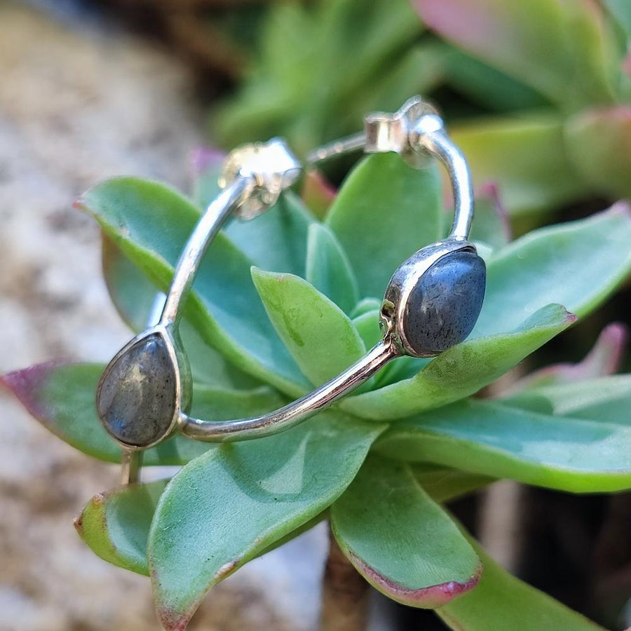 Orecchini artigianali con pietra in argento 925 - MAHASA