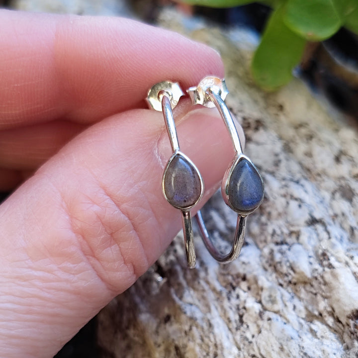 Orecchini artigianali con pietra in argento 925 - MAHASA