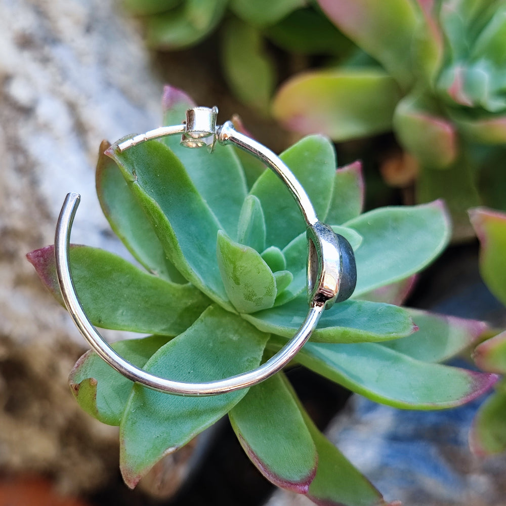 Orecchini artigianali con pietra in argento 925 - MAHASA