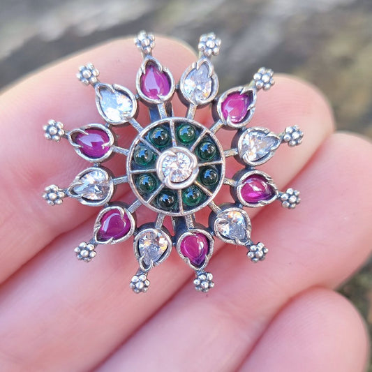 Orecchini etnici in argento 925 pietra - MAKRANA