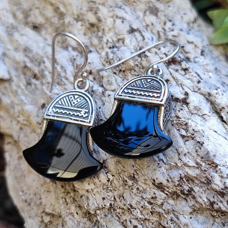 Orecchini etnici in argento 925 pietra - MANAGANAR