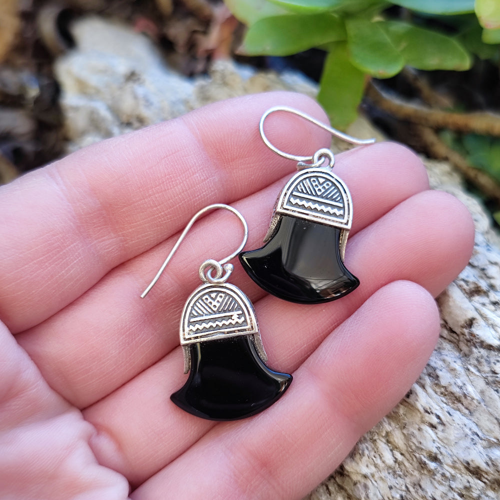 Orecchini etnici in argento 925 pietra - MANAGANAR