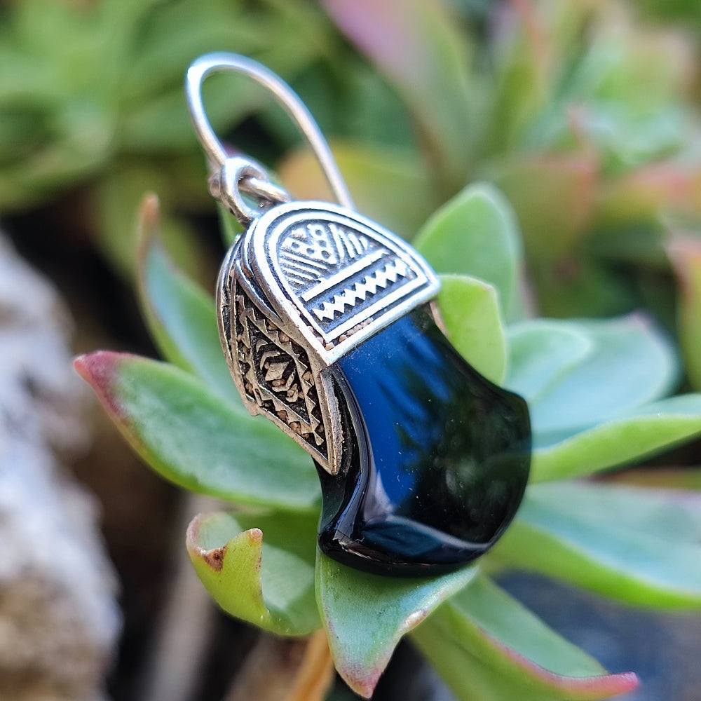 Orecchini etnici in argento 925 pietra - MANAGANAR