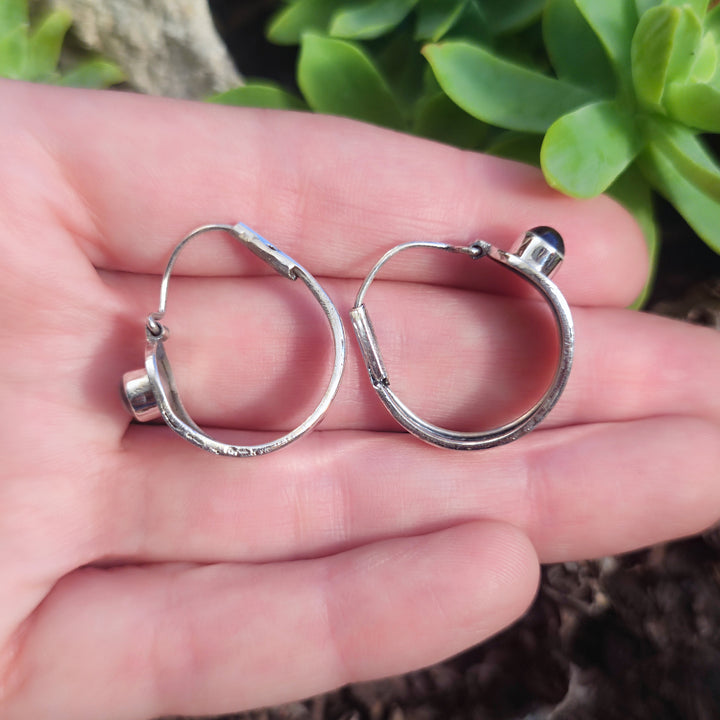Orecchini argento 925 artigianali con pietra - MANDALAVADI