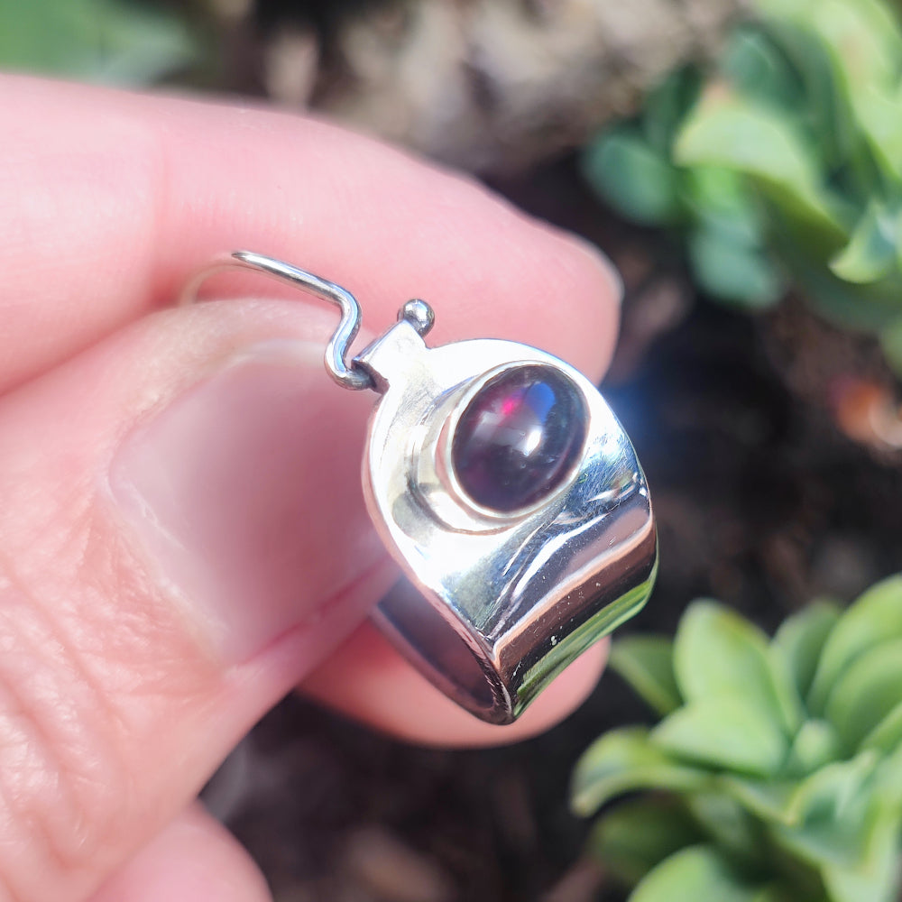 Orecchini argento 925 artigianali con pietra - MANDALAVADI