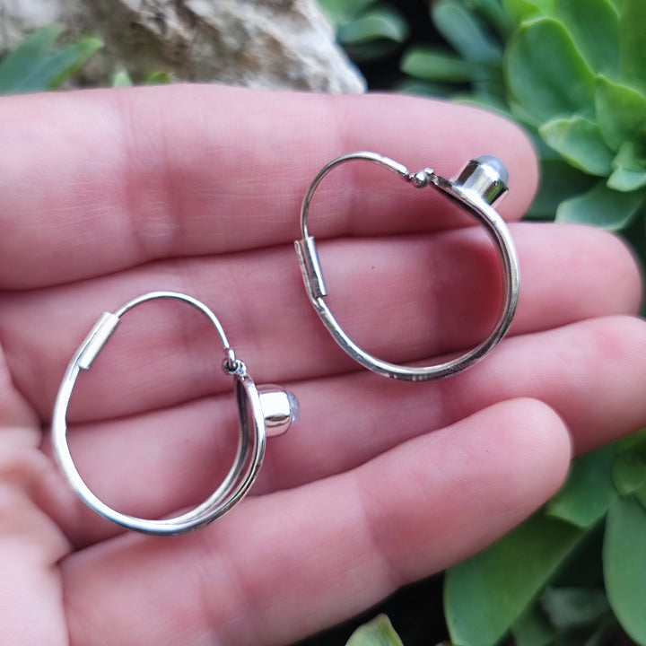 Orecchini argento 925 artigianali con pietra - MANDALAVADI
