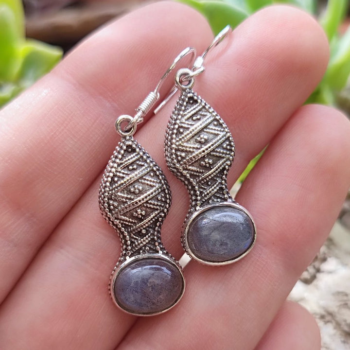 Orecchini etnici in argento 925 pietra - MUSRI