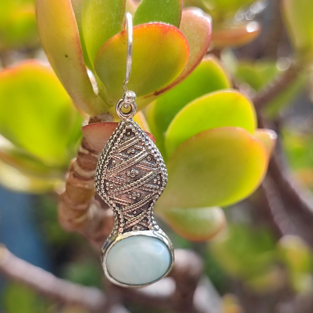 Orecchini etnici in argento 925 pietra - MUSRI