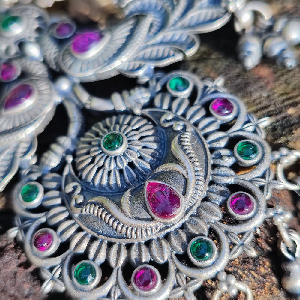 Orecchini etnici in argento 925 pietra - NEEM