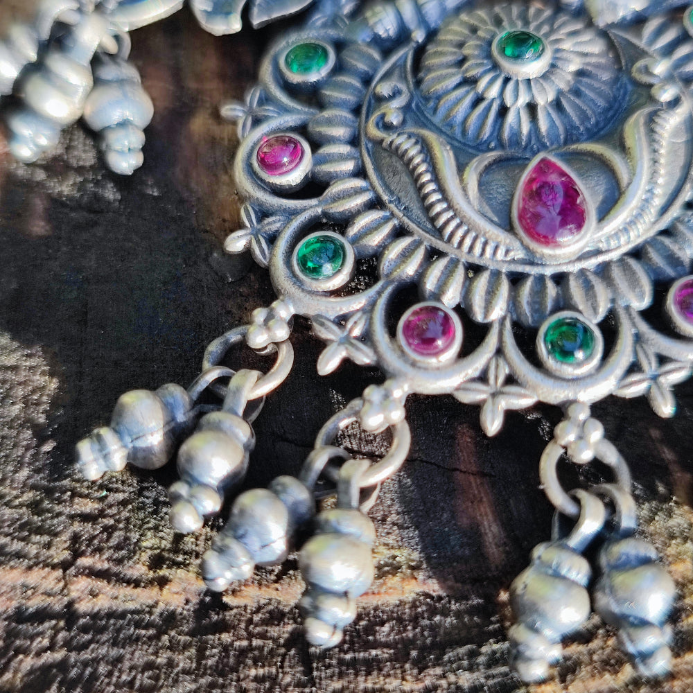Orecchini etnici in argento 925 pietra - NEEM