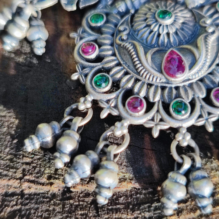 Orecchini etnici in argento 925 pietra - NEEM