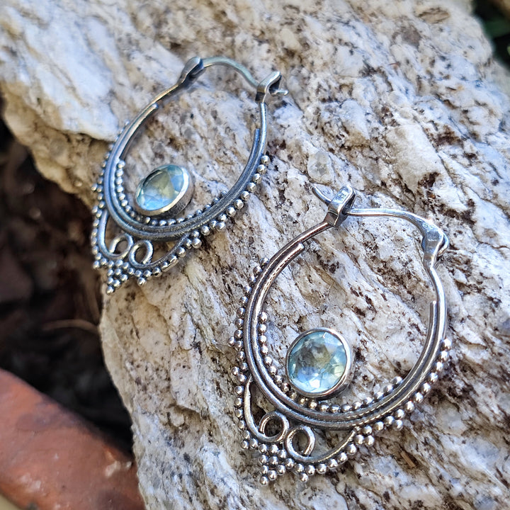 Orecchini etnici in argento 925 pietra - PADMA