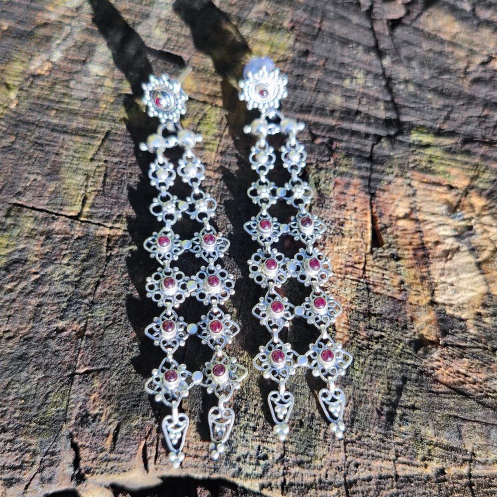 Orecchini etnici in argento 925 pietra - PHALODI