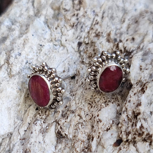 ORECCHINI etnici in argento 925 con pietra - RAKSI