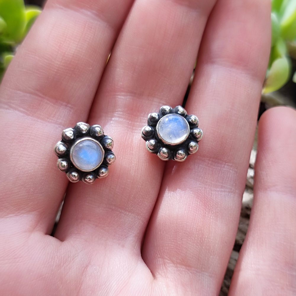 Orecchini etnici in argento 925 pietra di luna - SARAI