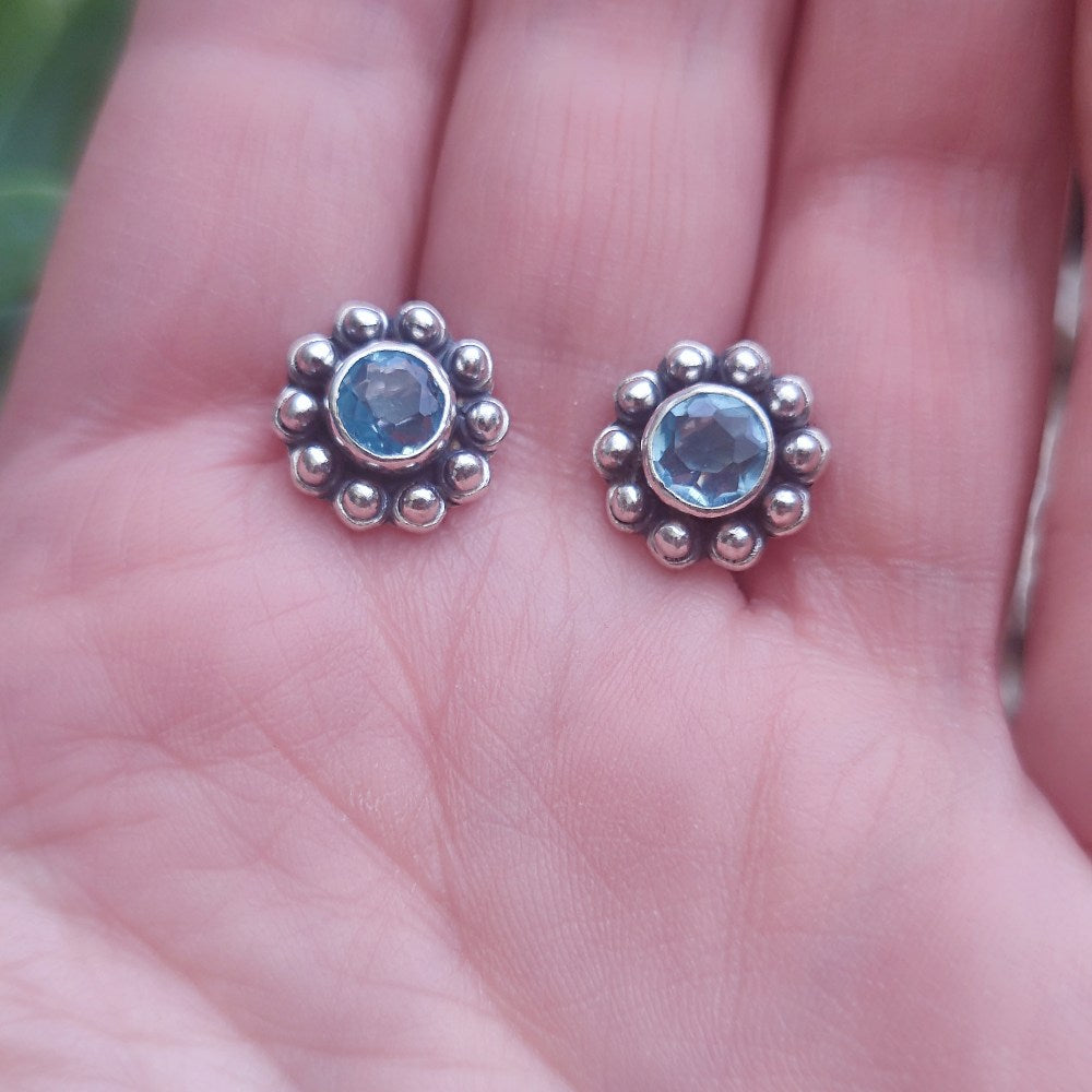 Ethnic earrings in 925 silver stone - SARAI