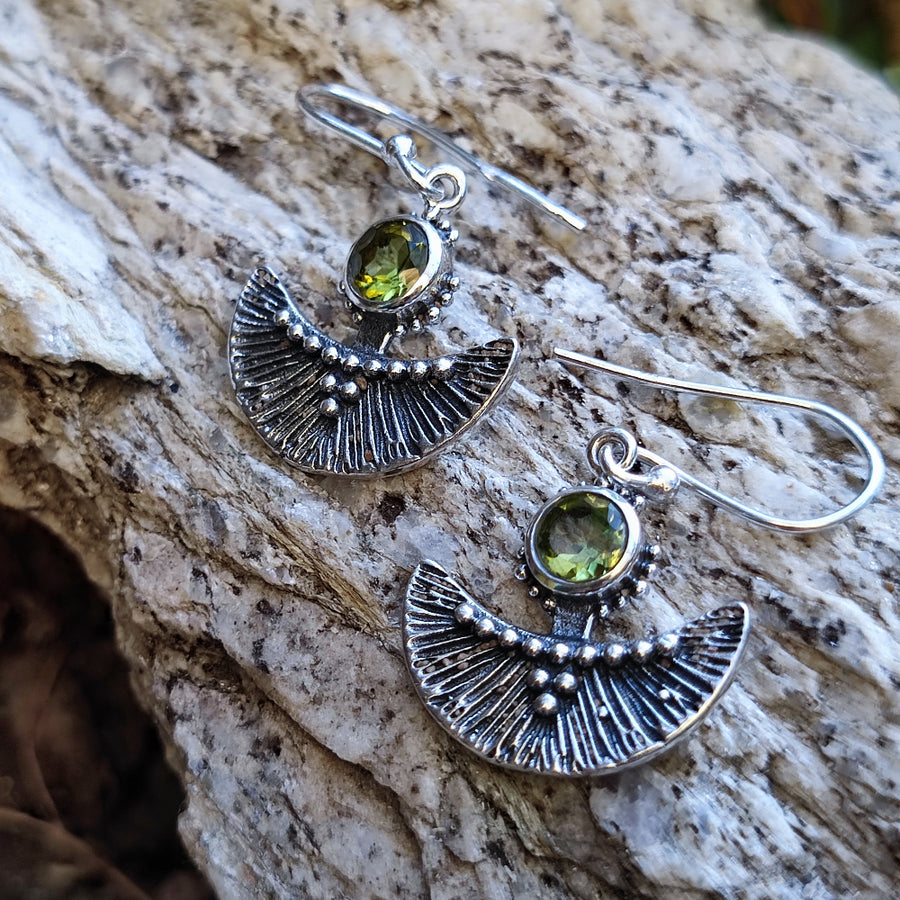 Orecchini etnici in argento 925 pietra - SWATI