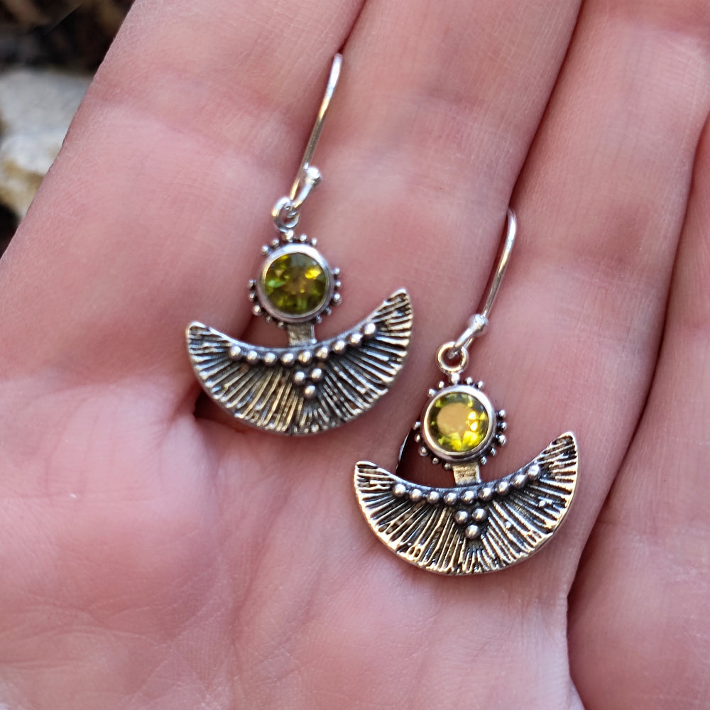 Orecchini etnici in argento 925 pietra - SWATI