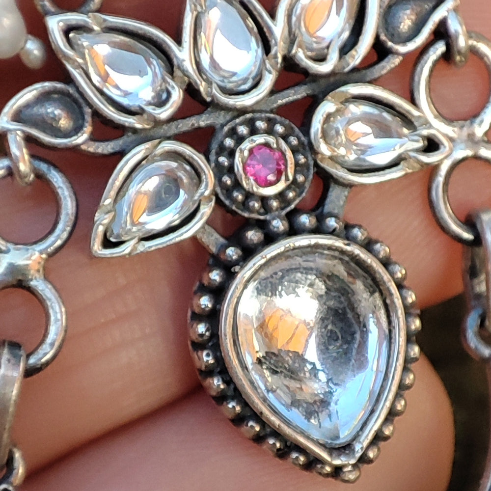 Orecchini etnici in argento 925 pietra - AJMAL