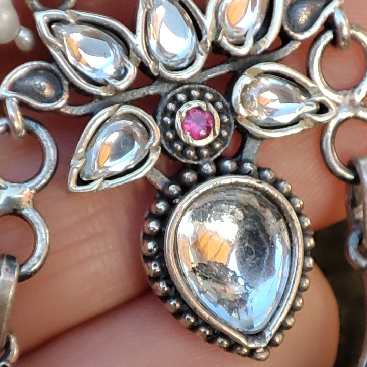 Orecchini etnici in argento 925 pietra - AJMAL