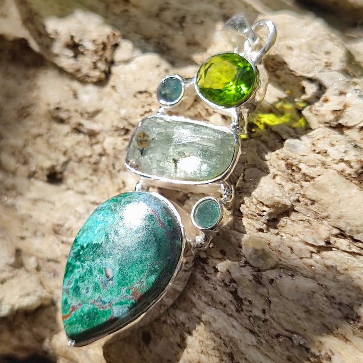 Ciondolo etnico in argento 925 con pietra - IDAR