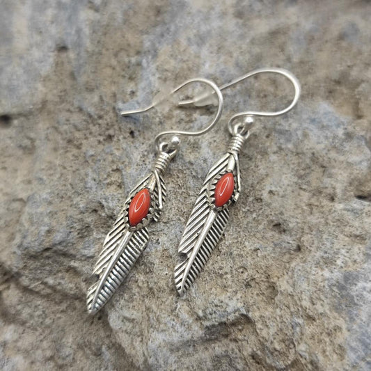 Orecchini in Argento piuma con corallo - FEZA