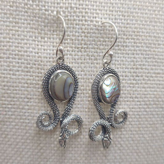 Orecchini serpenti in argento 925 madreperla - ANAND