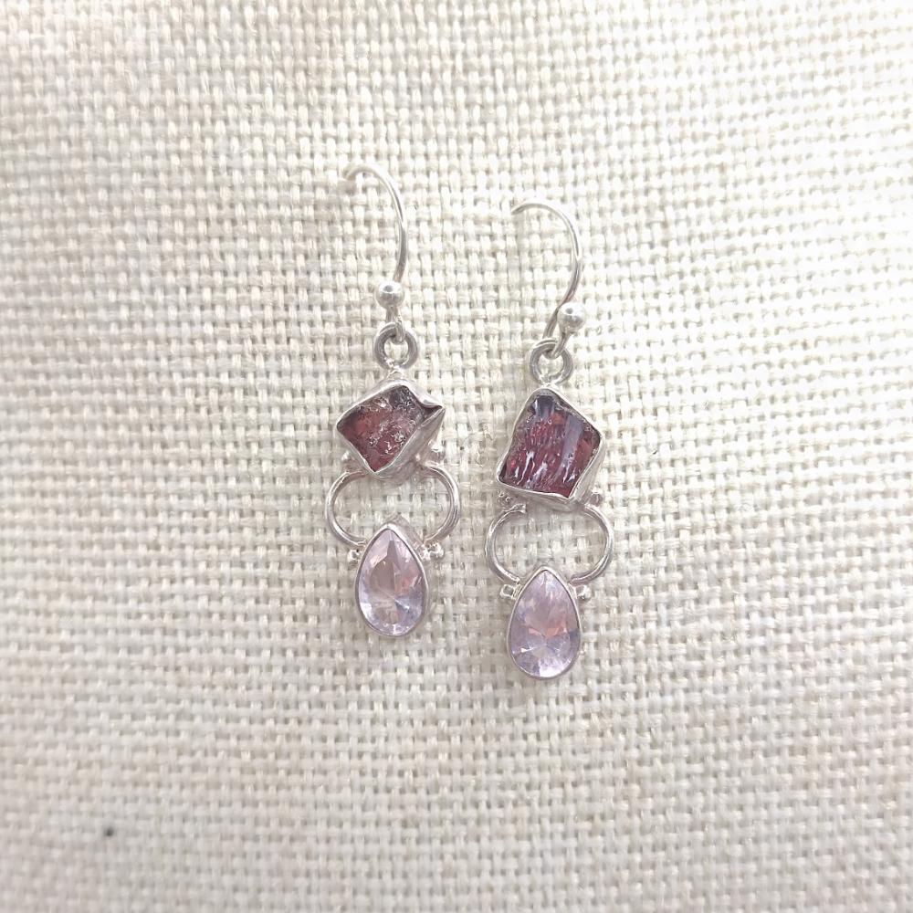 Orecchini in argento 925 con tormalina rosa - YAMINI