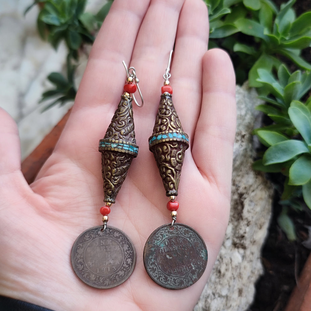 ORECCHINI in argento con monete antiche - YOGAMA