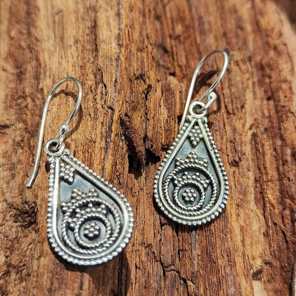 Ethnic teardrop EARRINGS in 925 silver - RANAKPUR