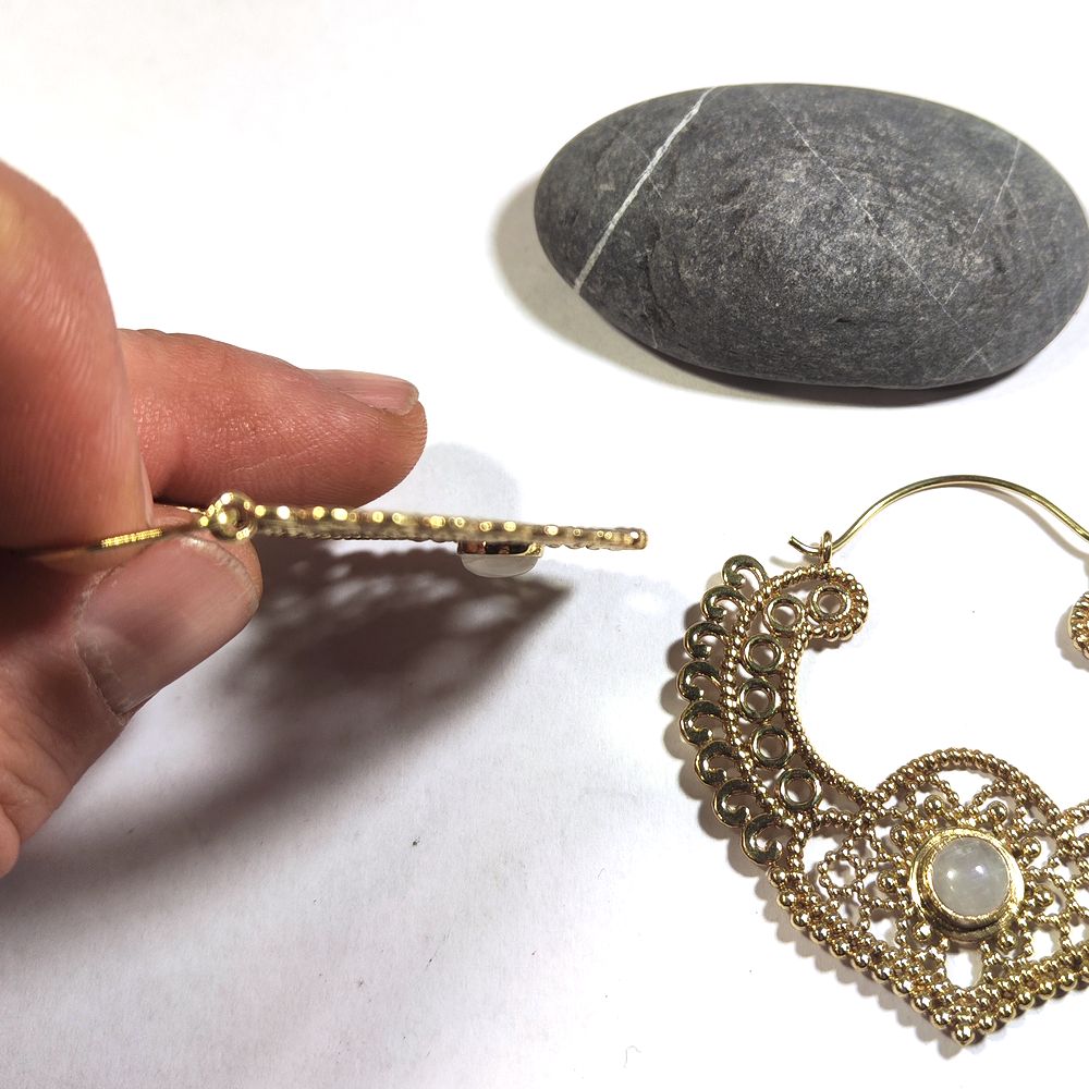 Ethnic Indian Earrings in Brass and Stone - ANANDA