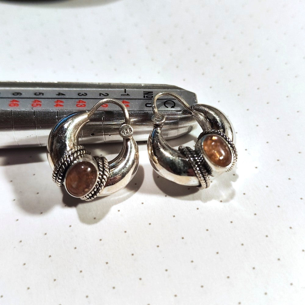 ORECCHINI a cerchio in argento 925 con pietra - DONGA
