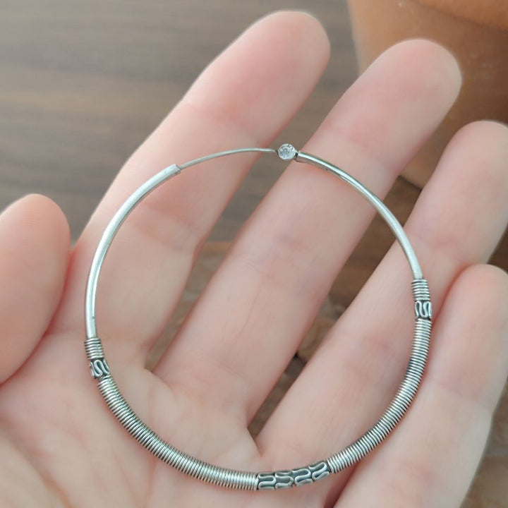 ORECCHINI etnici a cerchio in argento 925 - AMARDA
