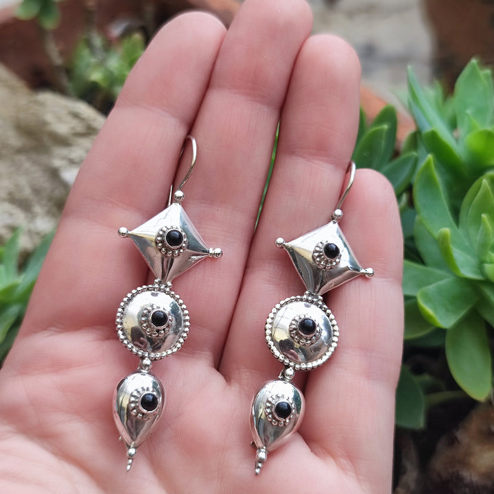 Orecchini argento 925 artigianali con pietra - BHAKARDA