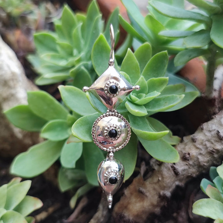 Orecchini argento 925 artigianali con pietra - BHAKARDA