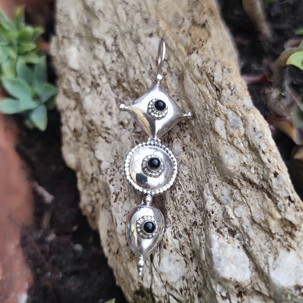 Orecchini argento 925 artigianali con pietra - BHAKARDA