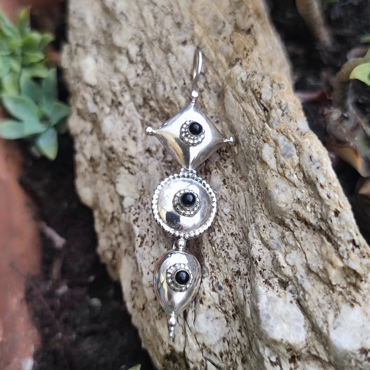 Orecchini argento 925 artigianali con pietra - BHAKARDA