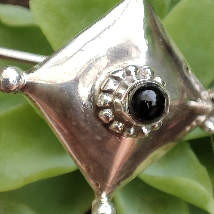 Orecchini argento 925 artigianali con pietra - BHAKARDA