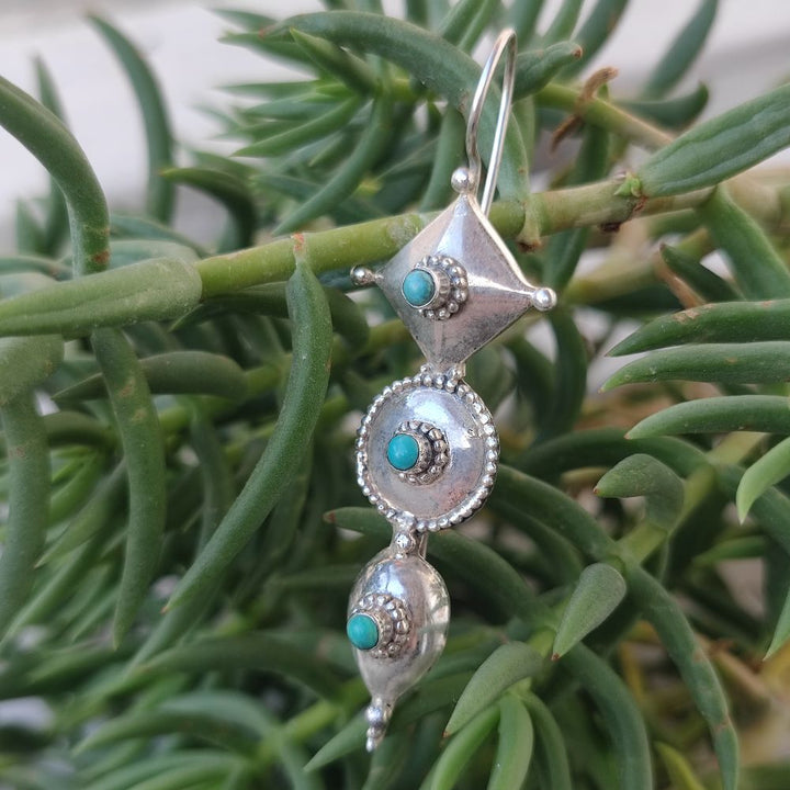 Orecchini argento 925 artigianali con pietra - BHAKARDA