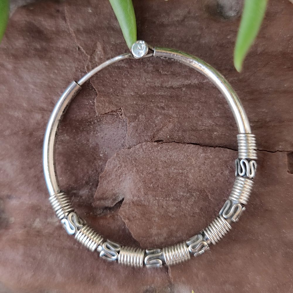 ORECCHINI etnici a cerchio in argento 925-  KOKNSA