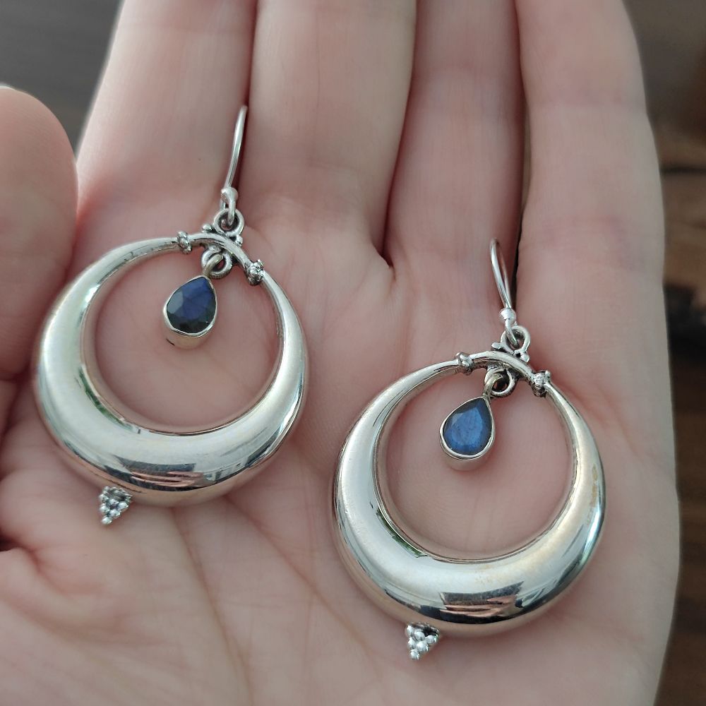 ORECCHINI etnici con pietra in argento 925 - DUKURA